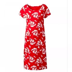 New Ingrid Isabel Maternity Red Floral Long T-Shirt Dress. Large